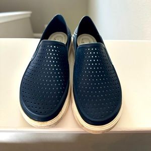 Crocs Citilane Roka Shoes Youth Kids Boys 12 Blue and White Boat Loafers Water